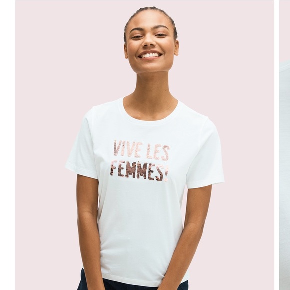 kate spade Tops - Kate Spade Sequined shirt. Vive Les Femmes Tee.